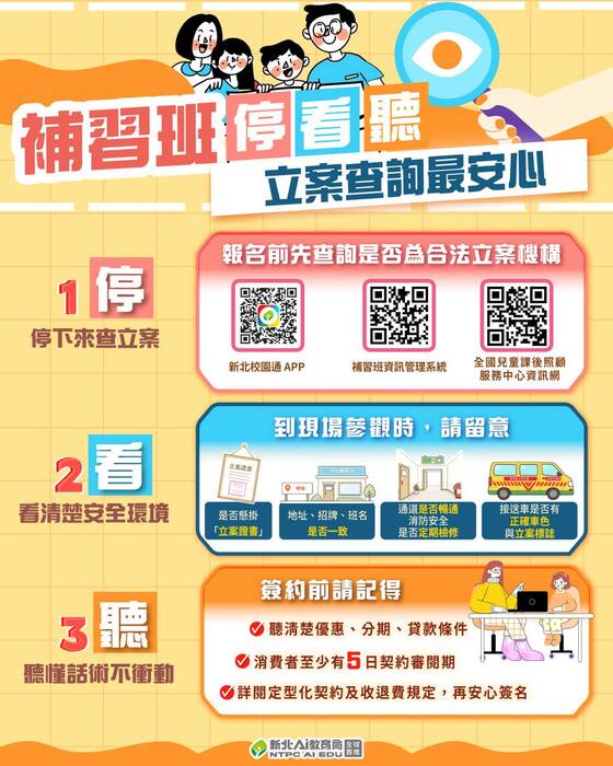 立案補習班宣導圖卡
